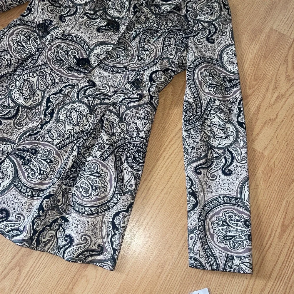 NWT ambition Paisley Print Button Up Fit and Flare Jacket / Coat Size Medium - Picture 3 of 9